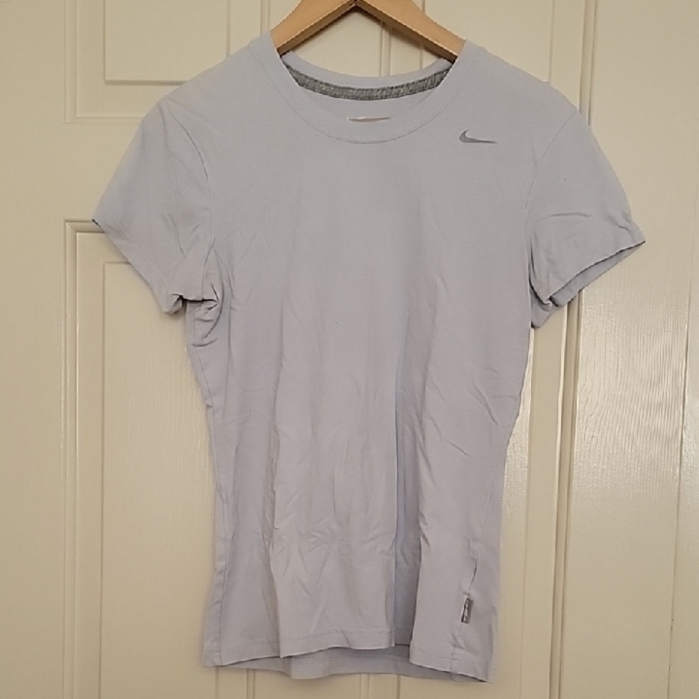 Nike Gray Fitted Short Sleeve T-Shirt Periwinkle Gray Dri-Fit Cotton Tee